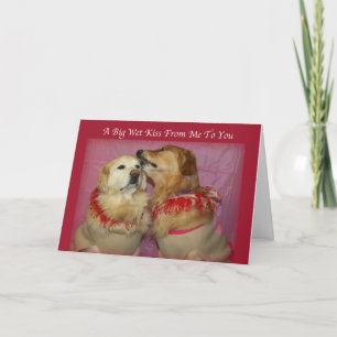 Golden Valentine Kiss Holiday Card