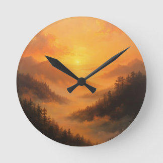 Golden Valley Sunrise Round Clock
