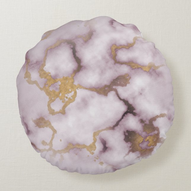 Golden Vein Marble  Blush Aura  Throw Pillows (Back)