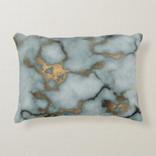 Golden Vein Marble Ocean Mist Throw Pillows