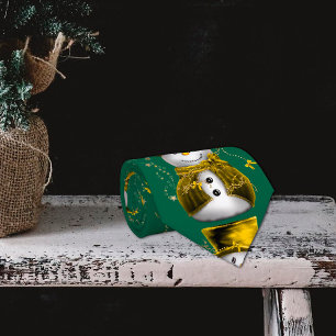 Golden Velvet Snowman Christmas  Tie