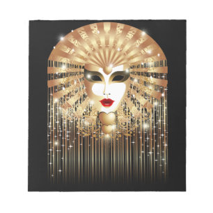 Golden Venice Carnival Party Mask Notepad