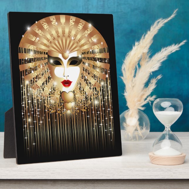 Golden Venice Carnival Party Mask Plaque (Side)