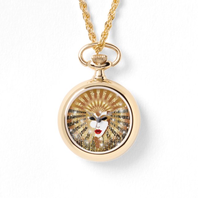 Golden Venice Carnival Party Mask Watch (Front)
