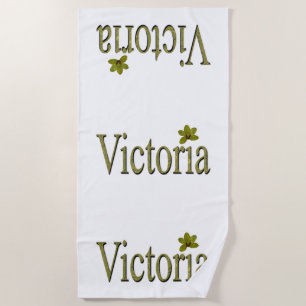 Golden Victoria Name, Beach Towel