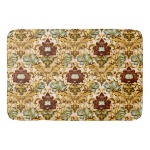 Golden Victorian Floral Damask with Sage Bath Mat