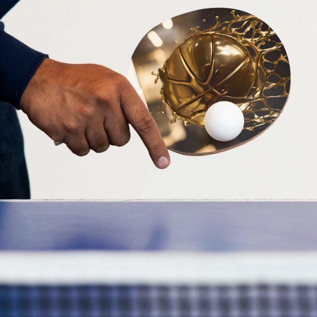 "Golden Victory: Netball Caught in a Gleaming Net" Ping Pong Paddle (Insitu)