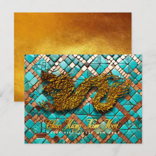 Golden Vietnamese Dragon Year 2024 Mosaic PostC Postcard