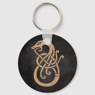 Golden Viking Serpent Knot Symbol Keychain