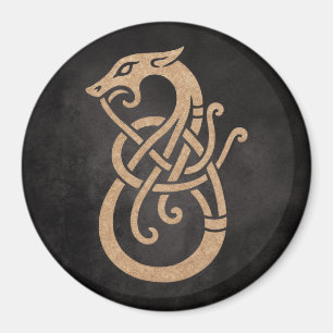 Golden Viking Serpent Knot Symbol Magnet