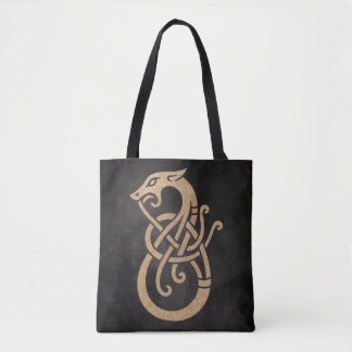 Golden Viking Serpent Knot Symbol Tote Bag