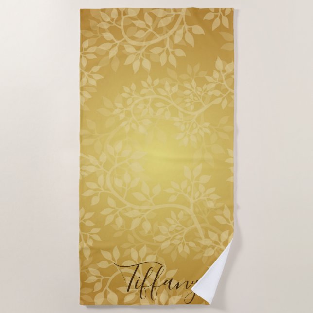 Golden Vine Elegant and Classy Beach Towel (Front)