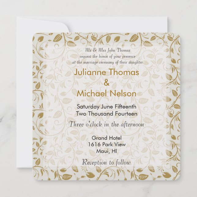 Golden Vines Wedding Invitation (Front)
