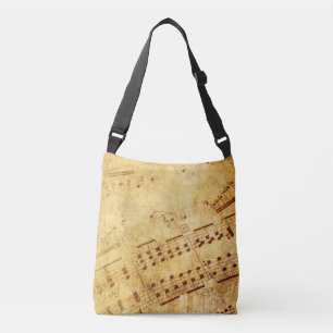 Golden Vintage Antique Sheet Music Score Sheet Crossbody Bag