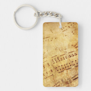 Golden Vintage Antique Sheet Music Score Sheet Keychain