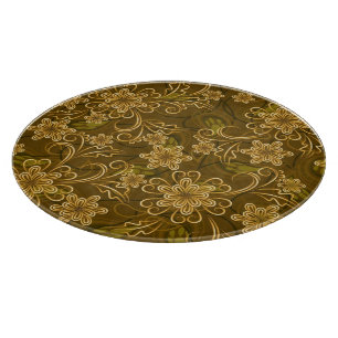 Golden vintage floral pattern cutting board
