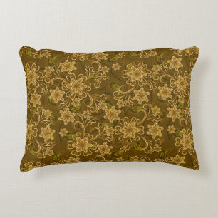 Golden vintage floral pattern decorative pillow