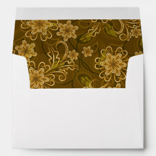 Golden vintage floral pattern envelope