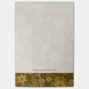 Golden vintage floral pattern post-it notes