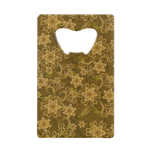 Golden vintage floral pattern wallet bottle opener