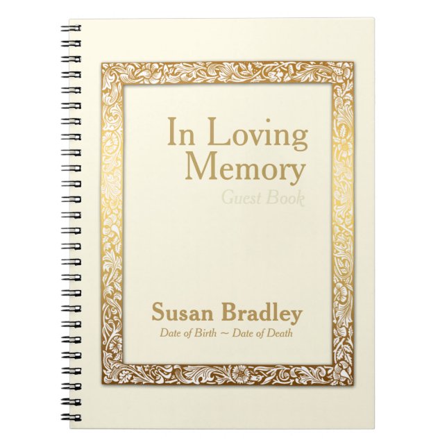 Golden Vintage Frame Memorial Service NoteBook (Front)
