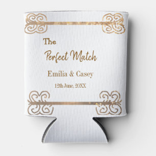 Golden vintage glitter the perfect match couple na can cooler