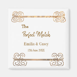 Golden vintage glitter the perfect match couple na magnet