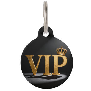 Golden Vintage Letter - VIP with Crown 8 Pet Tag