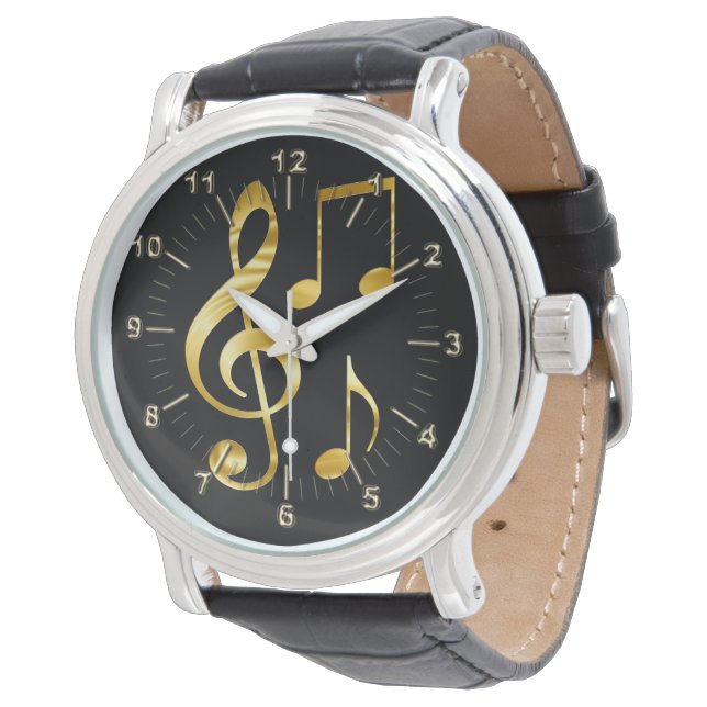 Golden violin key notes watch (Angled)