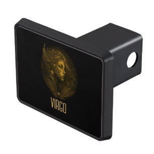 Golden Virgo classic zodiac sign black Trailer Hitch Cover