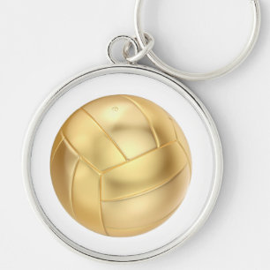 Golden volleyball or football ball keychain