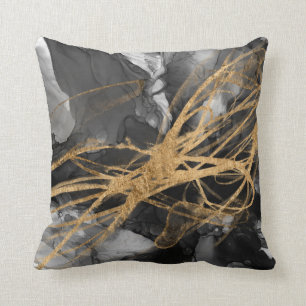 Golden Vortex I Throw Pillow