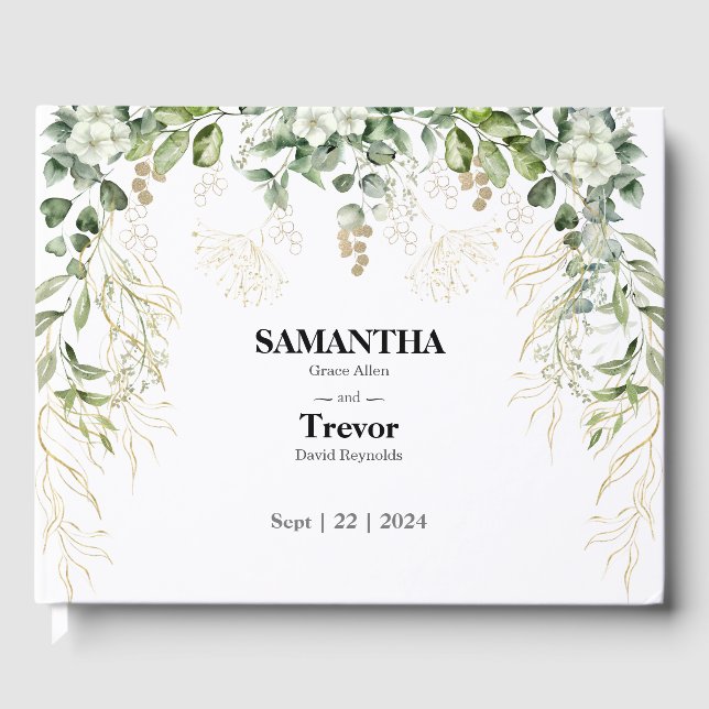 Golden Vows: A Botanical Wedding Guest Book (Front)