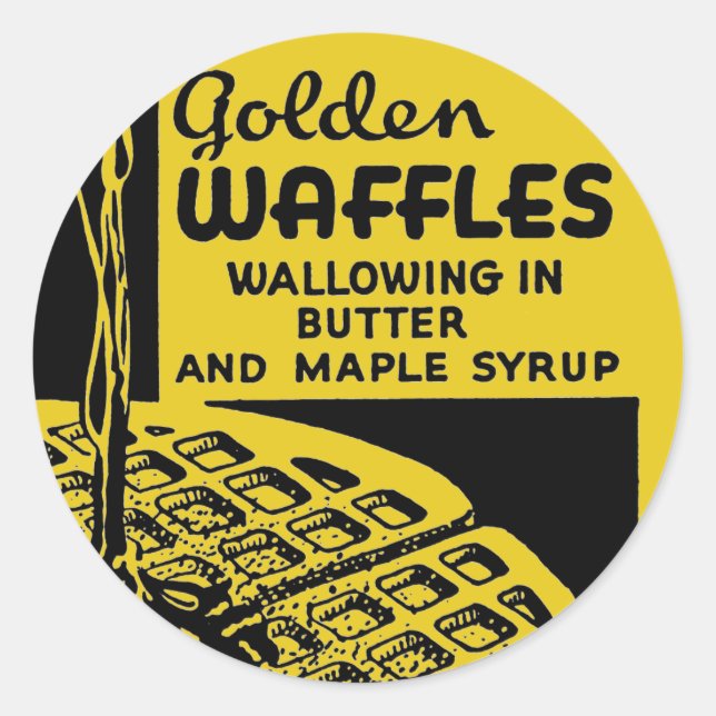 Golden Waffles Breakfast Classic Round Sticker (Front)