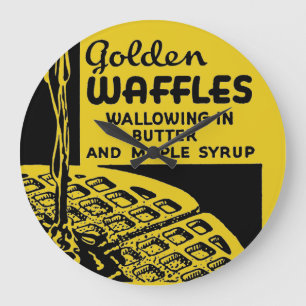 Golden Waffles Breakfast Large Clock