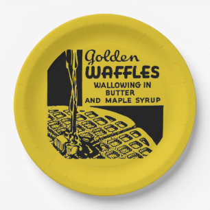 Golden Waffles Breakfast Paper Plate