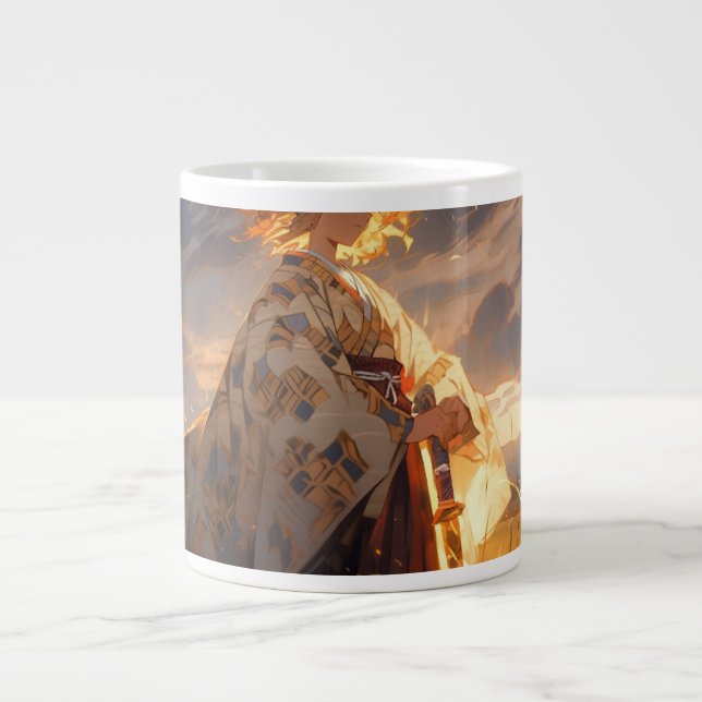 'Golden Warrior' Anime-Style Artistic Mug (Front)