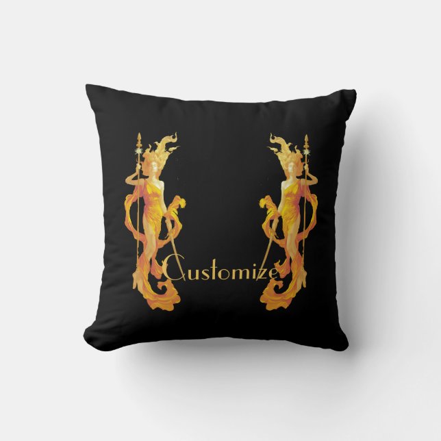 Golden Warrior Goddess Thunder_Cove   Throw Pillow (Front)