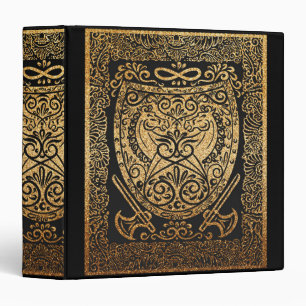 Golden Warrior Shield – Intricate Viking-Inspired Binder