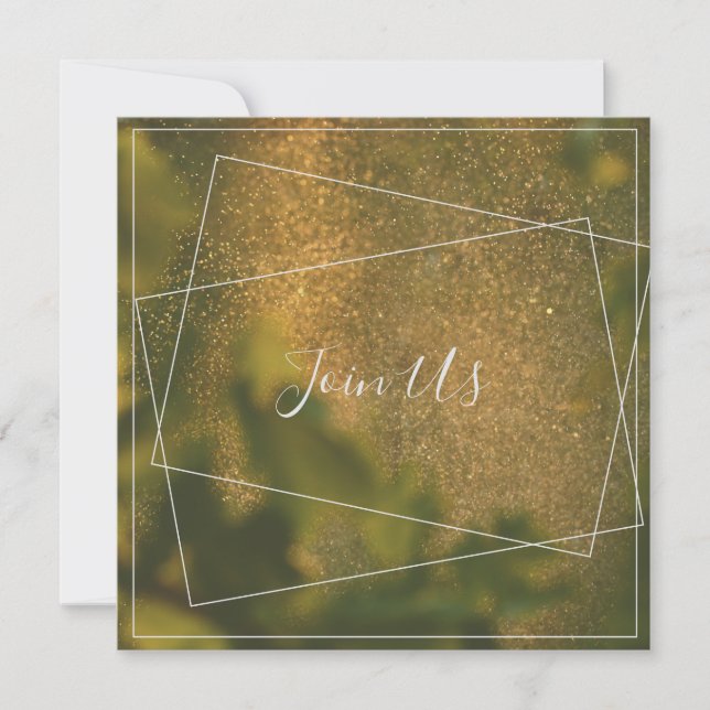 Golden Water Drops Vine Join Us Flat Card (Front)