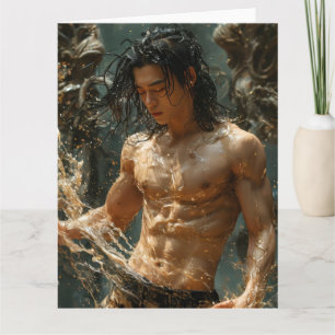 Golden Water Splash Male Fantasy Card