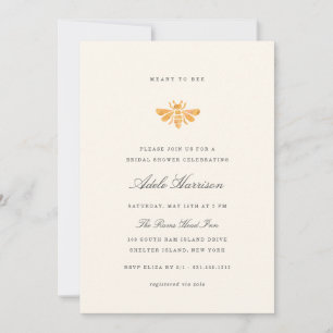 Golden Watercolor Bee Bridal Shower Invitation