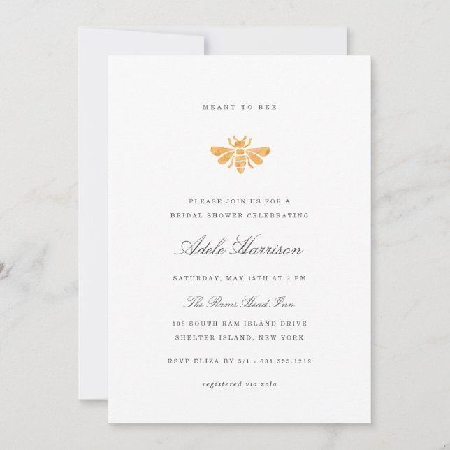 Golden Watercolor Bee Bridal Shower Invitation (Front)