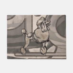 Golden Watercolor Poodle Doormat