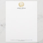 Golden Watercolor Tree of Life Letterhead<br><div class="desc">Coordinates with the Golden Watercolor Tree Life Coach,  Counsellors Business Card Template by 1201AM. A gold-toned watercolor circle containing a simple white tree with leaves is the perfect visual design to accompany your name or business name on classic letterhead template. © 1201AM CREATIVE</div>