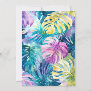 Golden Watercolor Tropical Leaves Paradise Announcement