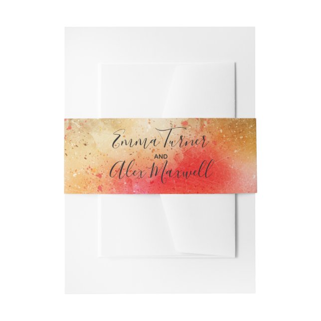 Golden Watercolour | Wedding Invitation Belly Band (Front Example)