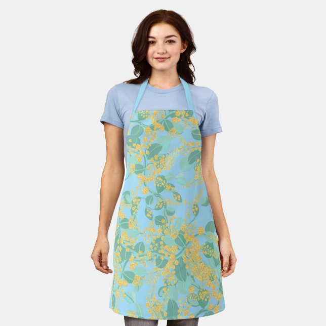 Golden wattle blossoms Australian  Apron (Worn)
