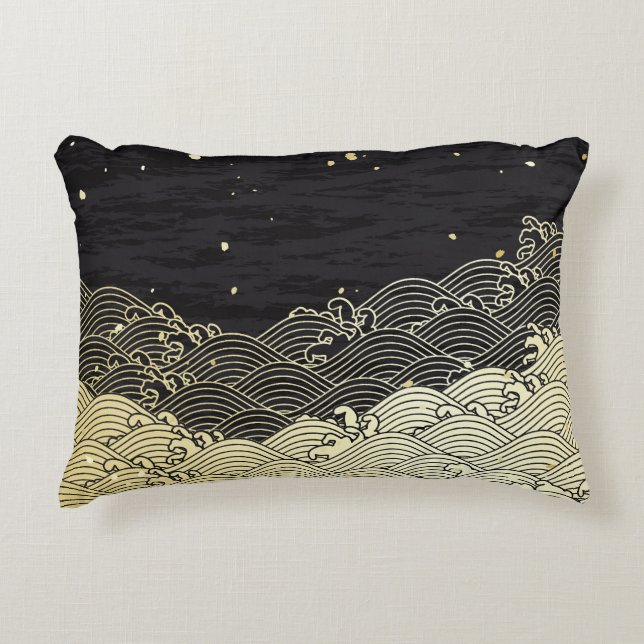 Golden wave, paper-like texture. accent pillow (Front)