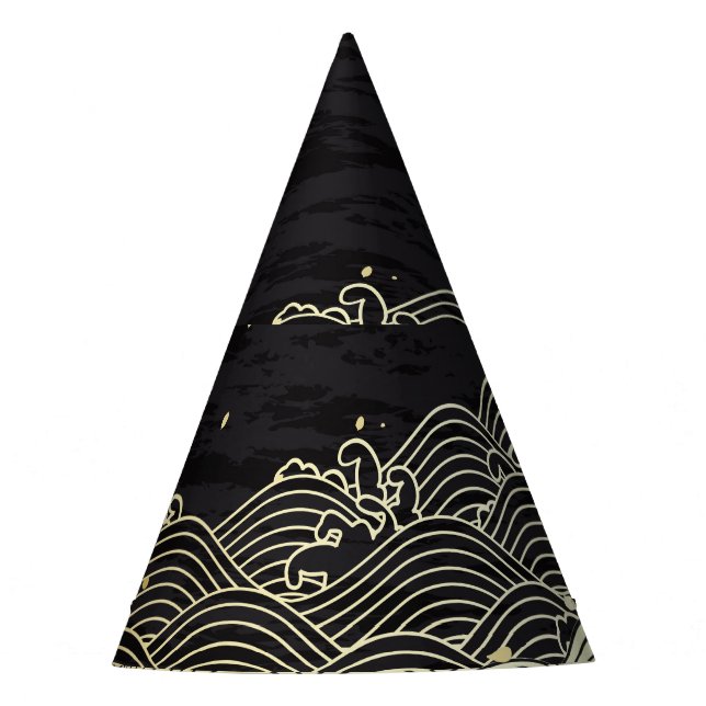 Golden wave, paper-like texture. party hat (Front)